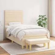 vidaXL Ramsäng med madrass gräddvit 90x190 cm tyg