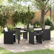 vidaXL Trädgårdsmöbelset 5 pcs Svart konstrotting