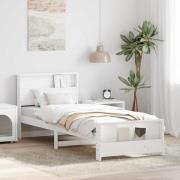 vidaXL Sängram med huvudgavel Vit 80 x 200 cm Massiv furu