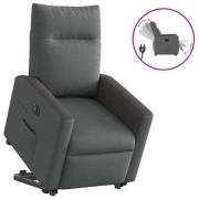 vidaXL Elektrisk reclinerfåtölj med uppresningshjälp mörkgrå tyg