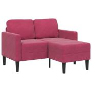 vidaXL 2-sitssoffa med schäslong L-formad vinröd 125 cm sammet