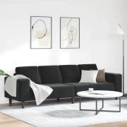 vidaXL Vardagsrumsoffa Svart 250 x 77 x 76 cm