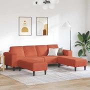 Tygsoffa med kudde Röd orange 208 cm Mockatyg
