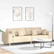 vidaXL Tygsoffa med kudde Kräm 208 cm tyg