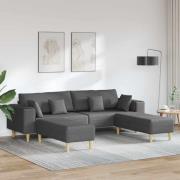Tygsoffa med kudde 3 pcs Mörkgrå 208 cm tyg
