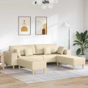 Tygsoffa med kudde 3 pcs Kräm 208 cm tyg