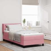 vidaXL Bäddfjäder med huvudgavel Rosa 200 x 100 cm Sammet