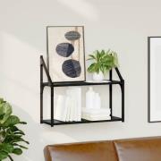 vidaXL Vägg hylla med hylla Svart ek 60 x 21 x 51 cm Konstruerat trä