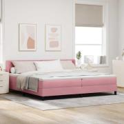 vidaXL Boxfjädring med madrass Svart 100x200 cm Sammet Rosa
