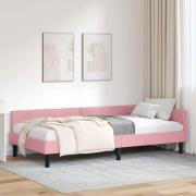 vidaXL Hörn Sängram med huvudgavel Rosa 100 cm x 200 cm Sammet