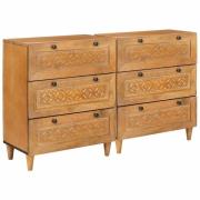 vidaXL Sideboard 2 pcs Brun 60 x 33 x 75 cm massivt mangoträ