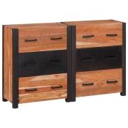 vidaXL Sideboard 3 pcs Brun 110 x 30 x 75 cm Massivt akaciaträ