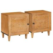 vidaXL Sängbord 2 pcs Ljusbrun 40 x 33 x 46 cm massivt mangoträ