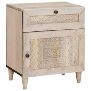 vidaXL Sängbord med låda Beige 50 x 33 x 60 cm massivt mangoträ