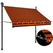 vidaXL Markis manuellt infällbar med LED 200 cm orange och brun