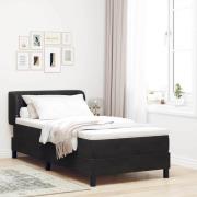 vidaXL Bäddfjäder med huvudgavel Svart 90 x 200 cm Sammet