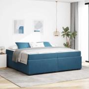 vidaXL Sängram med madrass Mörkblå 200 x 200 cm tyg