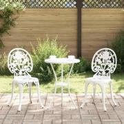 vidaXL Trädgårds Bistro Set 3 pcs Vit Aluminium