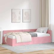 vidaXL Hörn Sängram Övrigt Rosa 80 x 200 cm Sammet och konstruerat trä