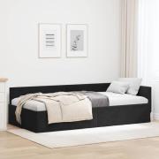 vidaXL Hörn Sängram Svart 90 x 190 cm Sammet och konstruerat trä