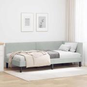 vidaXL Hörn Sängram med huvudgavel Ljusgrå 100 cm x 200 cm Sammet