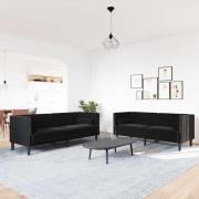 vidaXL Soffset Svart Sammet