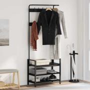 vidaXL Klädhängare med hylla Svart Ek 75 x 34 x 184 cm Konstruerat trä