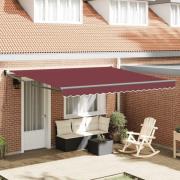 vidaXL Markis manuellt infällbar vinröd 400x300 cm