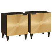 vidaXL Nattduksbord 2 pcs Svart och Guld 40 x 33,5 x 46 cm