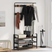 vidaXL Klädhängare Rökfärgad ek 95 x 34 x 184 cm Konstruerat trä