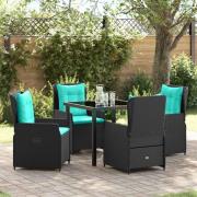 vidaXL Trädgårdsmöbelset 5 pcs Svart Poly rattan