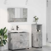 vidaXL Badrumsmöbelset med låda 3 pcs Betonggrå 76.5 x 35 x 64 cm