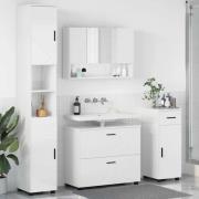 vidaXL Badrumsmöbelset med låda 4 pcs Vit högglans 30 x 35 x 192 cm