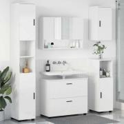 vidaXL Badrumsmöbelset med låda 5 pcs Vit högglans 30 x 35 x 192 cm