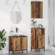 vidaXL Badrumsmöbelset med låda 3 pcs Gammalt trä 39,5 x 36 x 88 cm