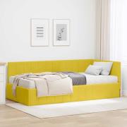 vidaXL Hörn Sängram med madrass med huvudgavel Gul 90 x 190 cm Sammet