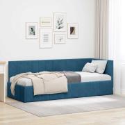 vidaXL Hörn Sängram med huvudgavel Blå 80 cm x 200 cm Sammet