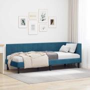 vidaXL Hörn Sängram med huvudgavel Blå 80 cm x 200 cm Sammet
