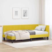 vidaXL Hörn Sängram med huvudgavel Gul 90 cm x 190 cm Sammet