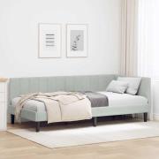 vidaXL Hörn Sängram med huvudgavel Ljusgrå 100 cm x 200 cm Sammet