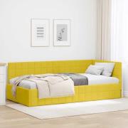 vidaXL Hörn Sängram med huvudgavel Gul 90 x 190 cm Sammet