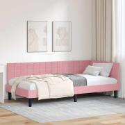 vidaXL Hörn Sängram med huvudgavel Rosa 100 cm x 200 cm Sammet