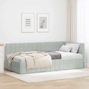 vidaXL Hörn Sängram med huvudgavel Ljusgrå 100 cm x 200 cm Sammet