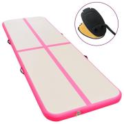 vidaXL Uppblåsbar gymnastikmatta med pump 400x100x10 cm PVC rosa