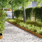 vidaXL Gräskanter 10 pcs Brun 100 x 0.5 x 20 cm Väderbeständig stål