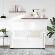 vidaXL Chesterfield 2-sits konstläder vit