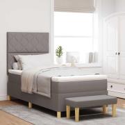 vidaXL Bäddfjäder med madrass med huvudgavel Taupe 100 x 200 cm tyg