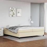 vidaXL Ramsäng med madrass gräddvit 200x200 cm konstläder