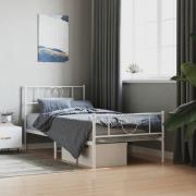 vidaXL Sängram med huvudgavel och fotgavel vit metall 75x190 cm