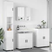 vidaXL Badrumsmöbelset Väggmonterad 4 pcs Vit högglans 61 x 35 x 64 cm